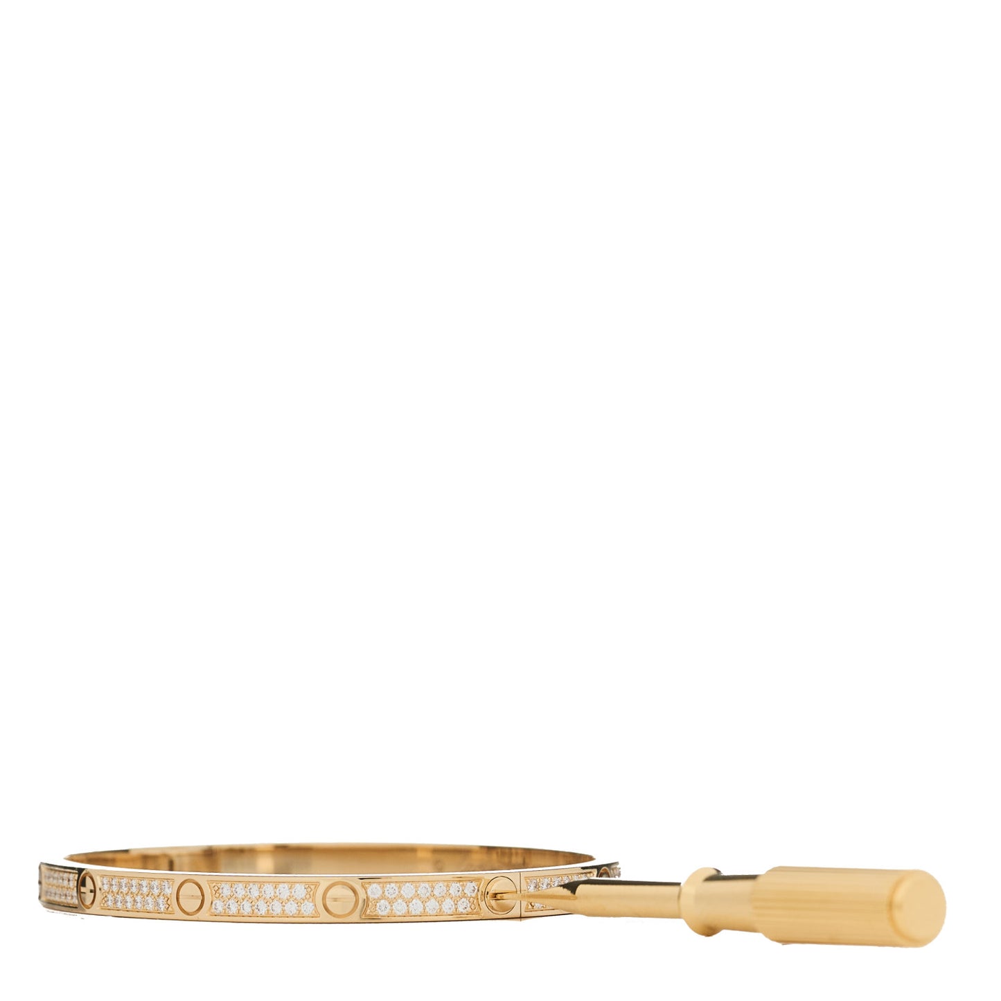 18K Yellow Gold Diamond Small LOVE Paved Bracelet 15