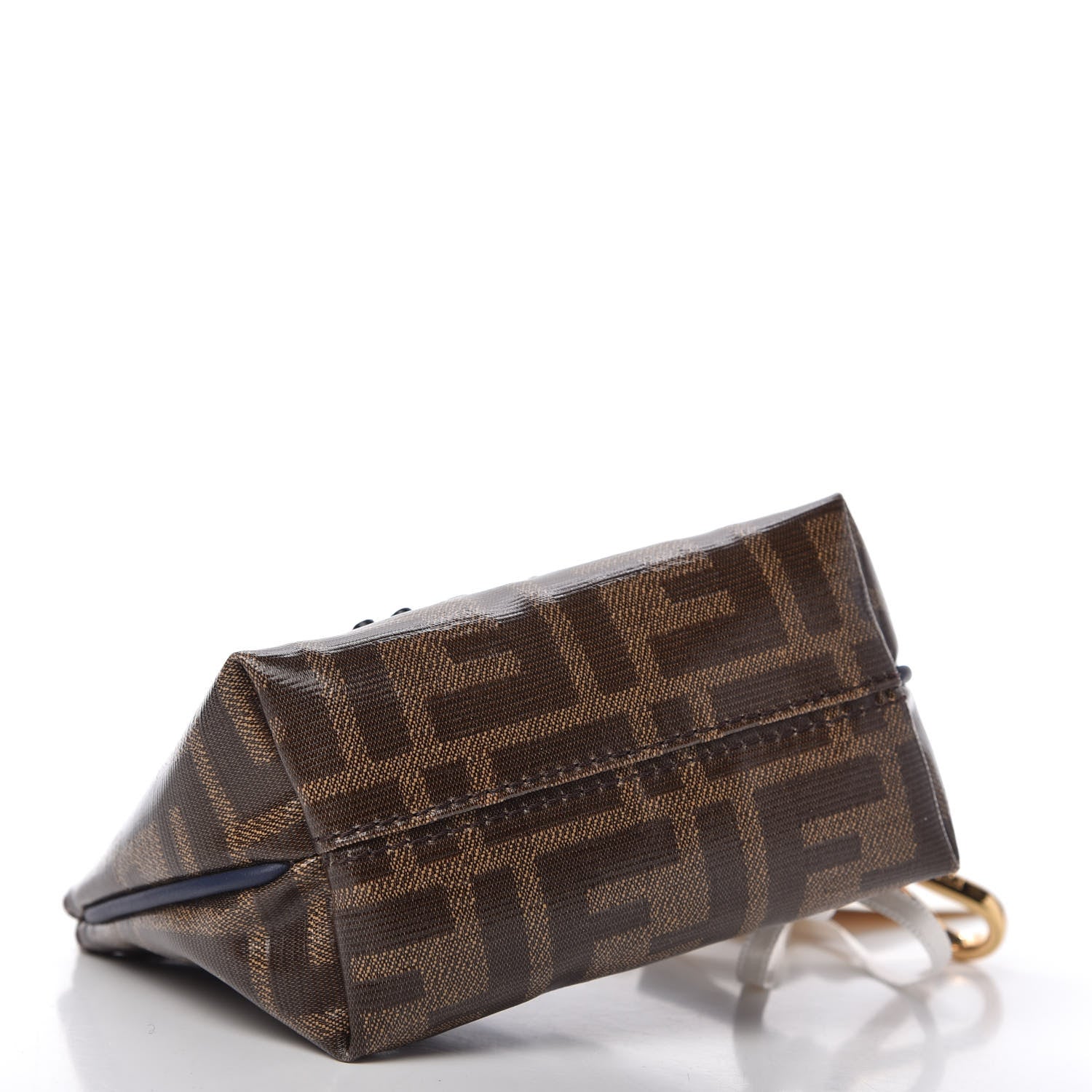 Fendi X FILA Glazed Fabric Vitello Century FF 1974 Mania Beauty Pouch Mogano Panna Blueberry 5 of 7