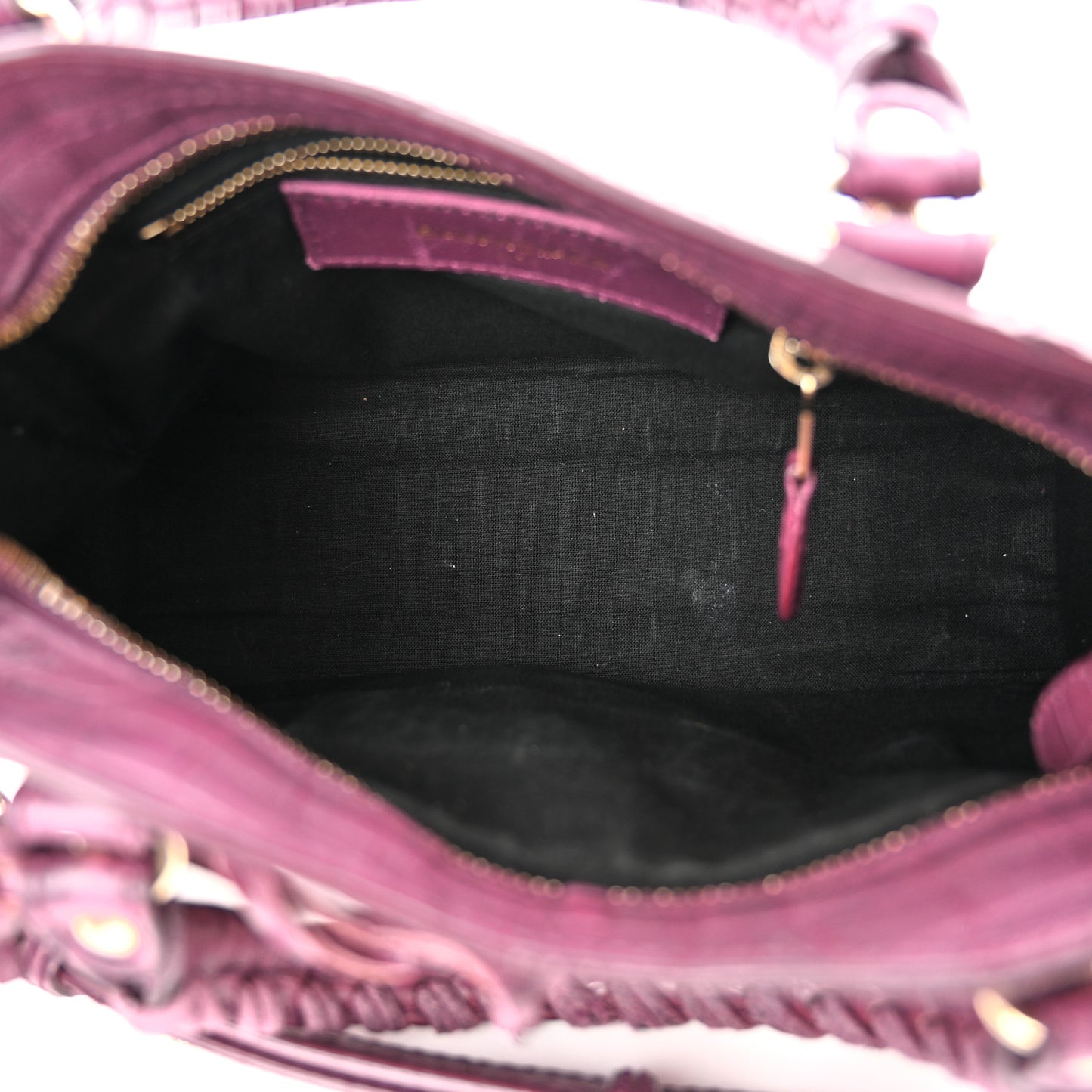 Calfskin Crocodile Embossed Giant 12 Gold Hardware Mini City Violet Prune