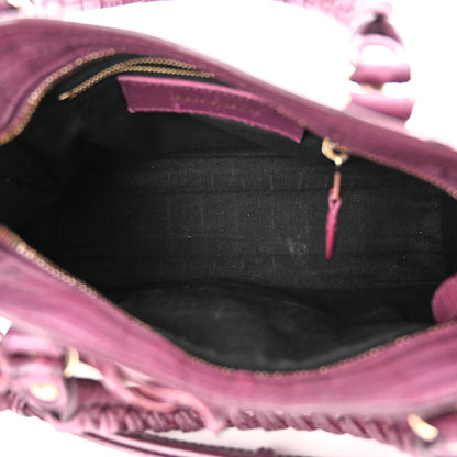 Balenciaga Calfskin Crocodile Embossed Giant 12 Gold Hardware Mini City Violet Prune 5 of 15