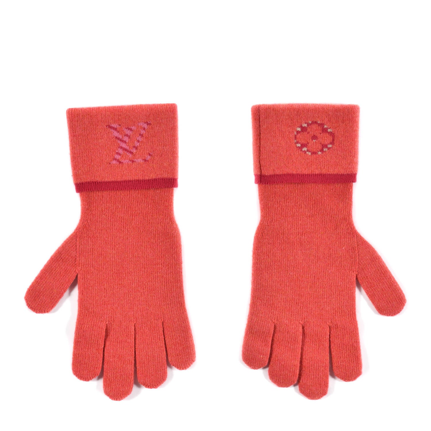 Louis Vuitton Wool Cashmere Gloves Red 2 of 5
