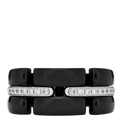 Chanel 18K White Gold Diamond Black Ceramic Medium Ultra Ring 54 7 1 of 5