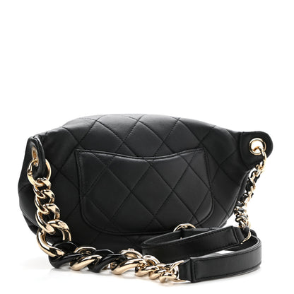 Chanel Lambskin Quilted Resin Bi-Color Waist Bag Fanny Pack Black 3 of 10