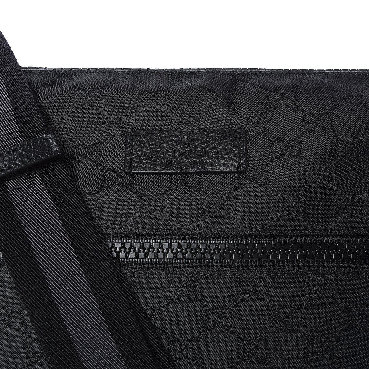 Gucci Nylon Monogram Medium Flat Messenger Bag Black 10 of 10