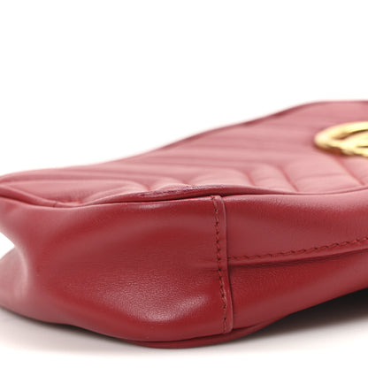 Gucci Calfskin Matelasse Mini GG Marmont Crossbody Bag Hibiscus Red 16 of 17