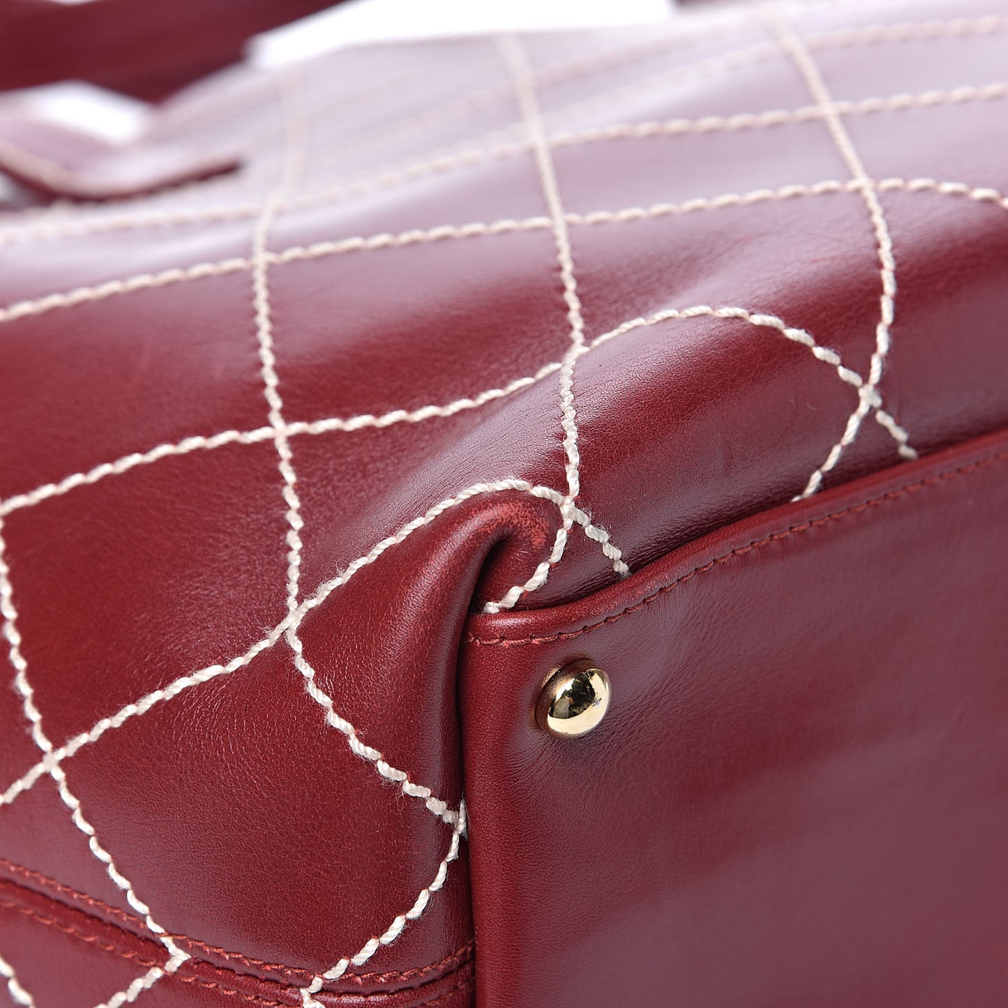 Calfskin Wild Stitch Large Tote Burgundy