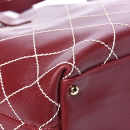Chanel Calfskin Wild Stitch Large Tote Burgundy 11 of 13