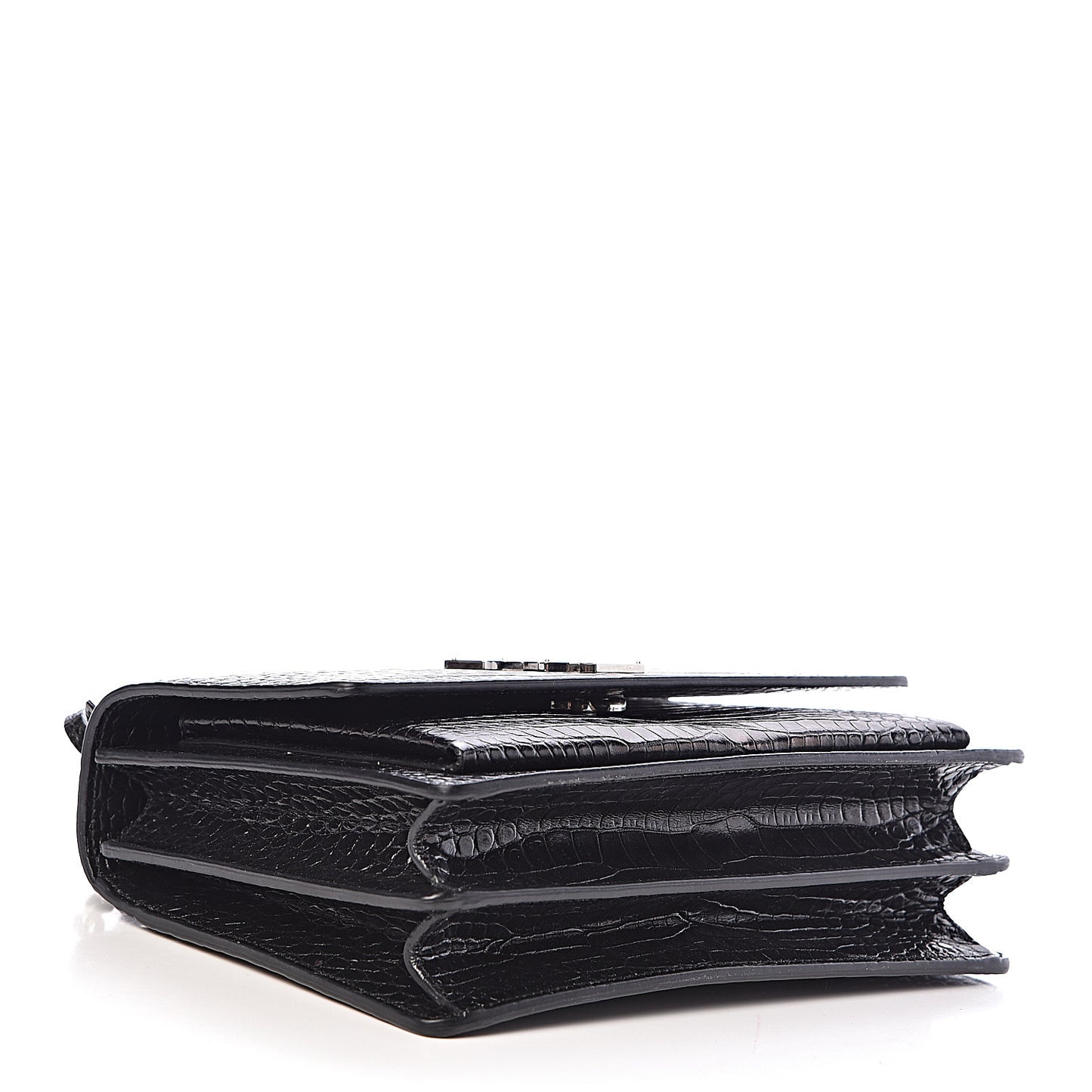 Calfskin Crocodile Embossed Medium Monogram Sunset Black