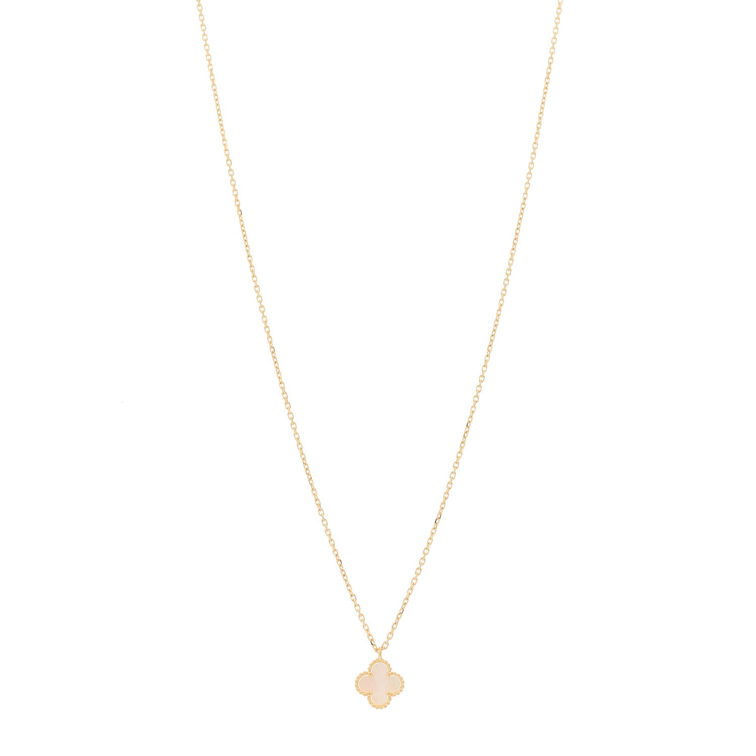 Van Cleef & Arpels 18K Yellow Gold Mother of Pearl Sweet Alhambra Pendant Necklace 1 of 5