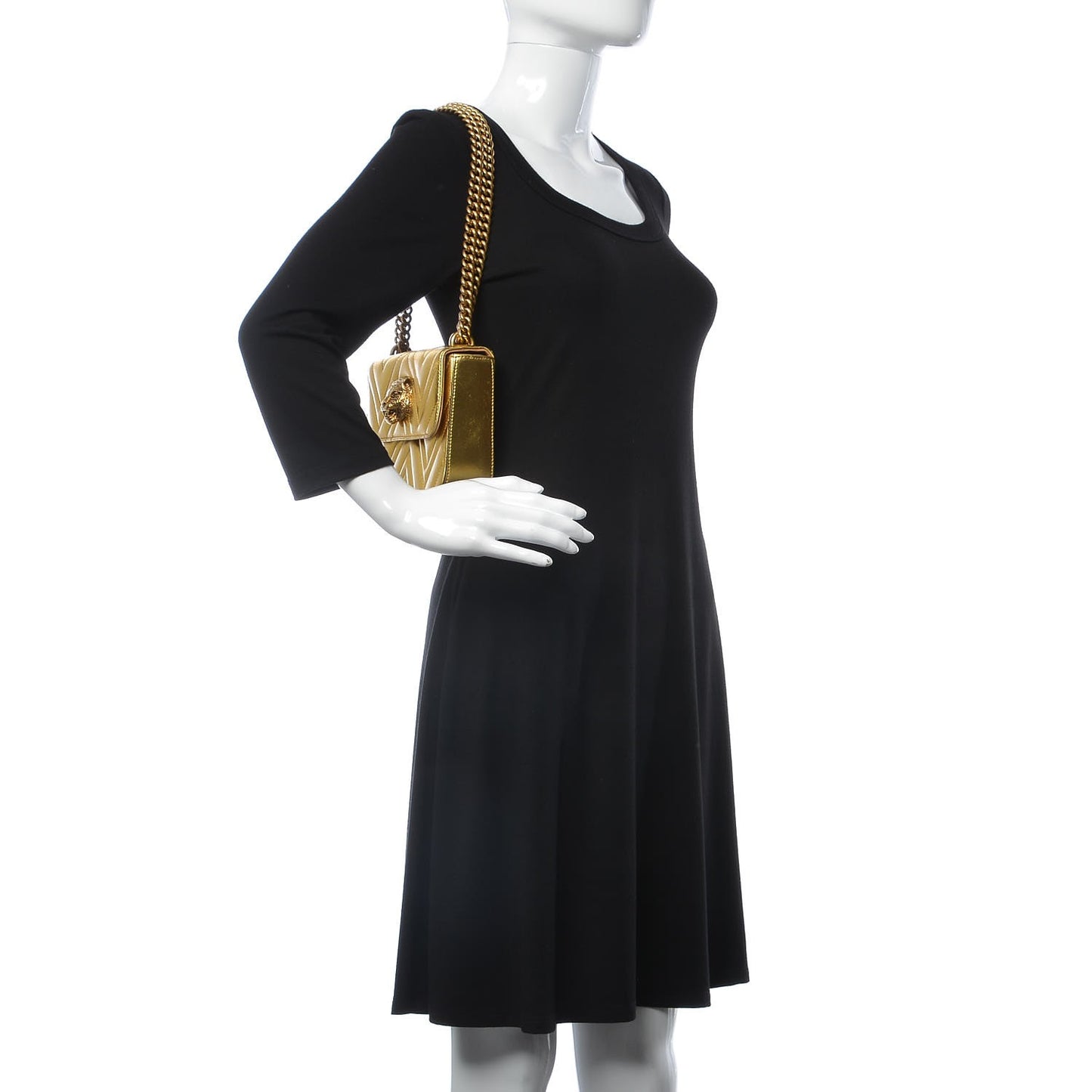 Metallic Nappa Matelasse Broadway Shoulder Bag Gold
