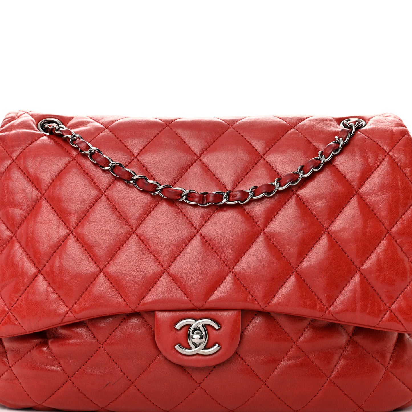 Lambskin Quilted Chanel 3 Maxi Flap Bag Red