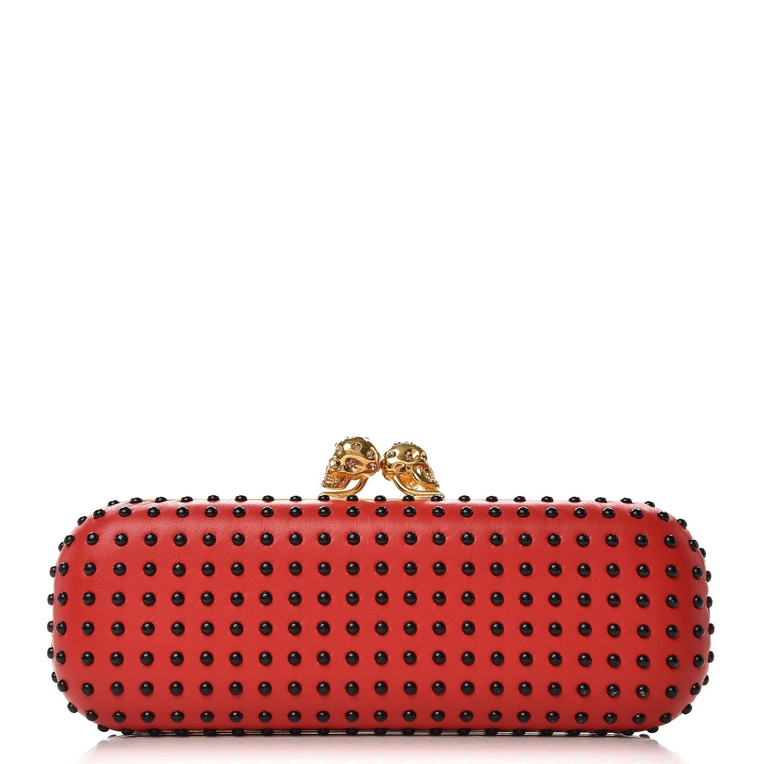 Alexander McQueen Nappa Bi-Color Twin Skull Box Clutch Black Red 1 of 7