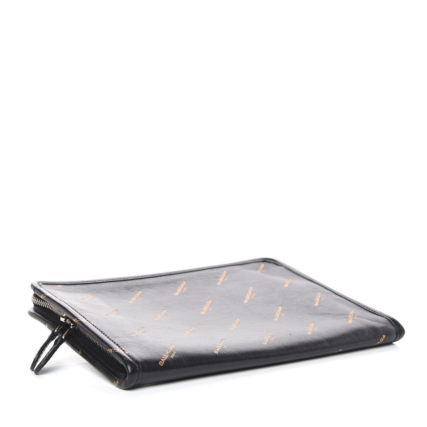 Calfskin Allover Logo Mini Bazar Pouch Black Gold