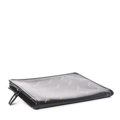 Balenciaga Calfskin Allover Logo Mini Bazar Pouch Black Gold 4 of 7