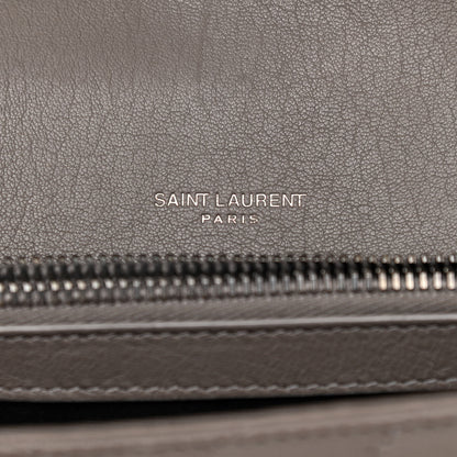 Saint Laurent Sheepskin Matelasse Chevron Monogram Medium College Bag Light Coal 6 of 14