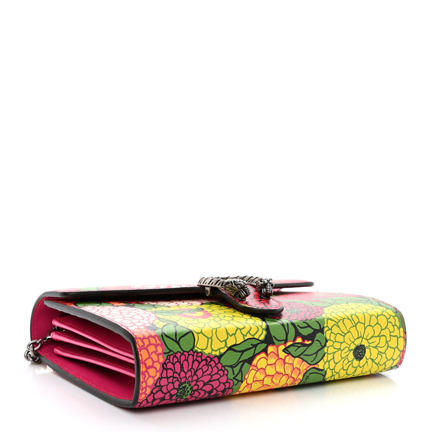 Gucci X KEN SCOTT Textured Calfskin Pomponica Print Mini Dionysus Chain Wallet Multicolor Fuxia Pompon 4 of 11