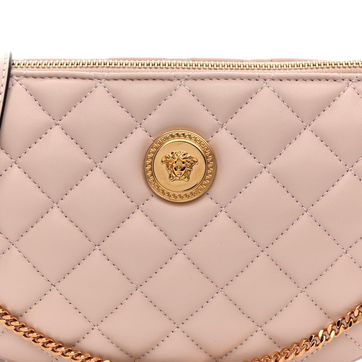 Versace Nappa Quilted La Medusa Half Moon Crossbody Light Pink 7 of 9