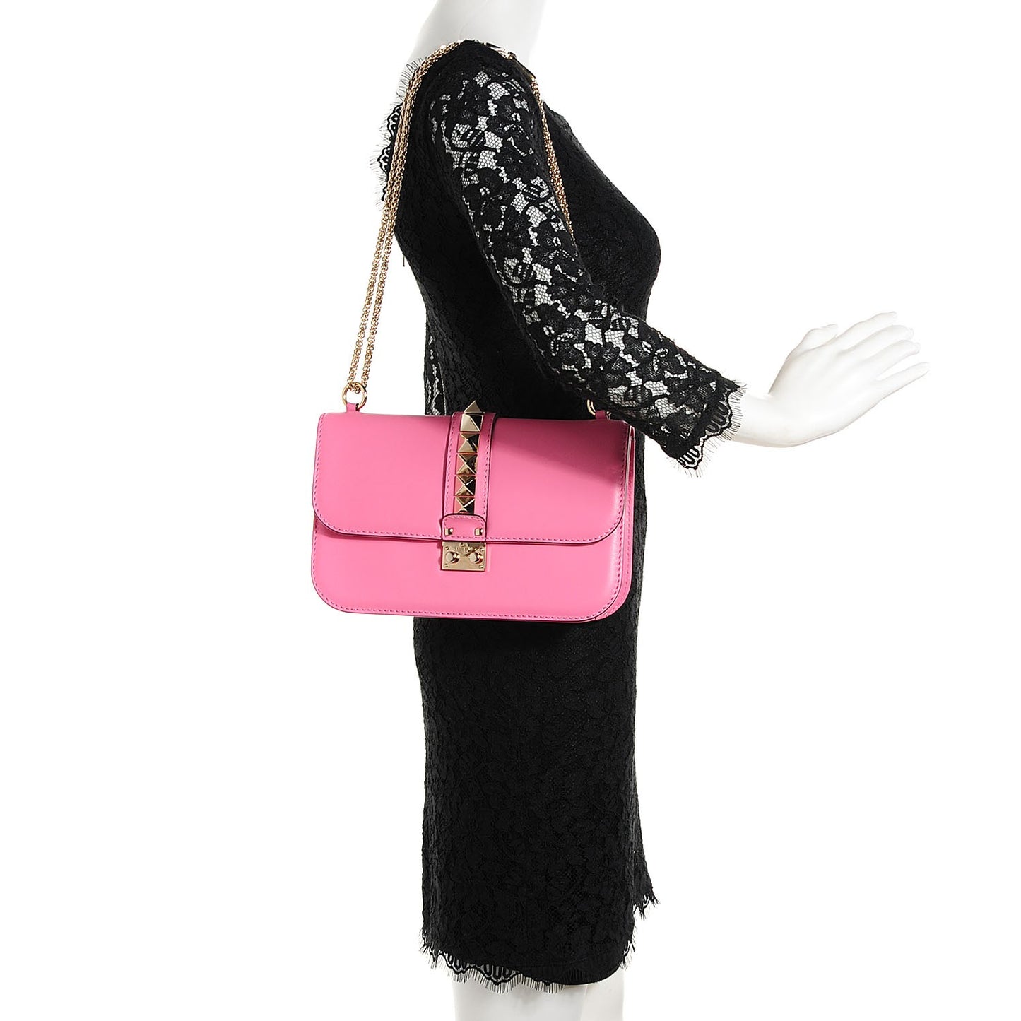 Vitello Medium Glam Lock Rockstud Flap Ninphea