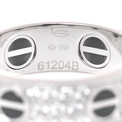 Cartier 18K White Gold Diamond Ceramic LOVE Paved Ring 56 7.5 4 of 6