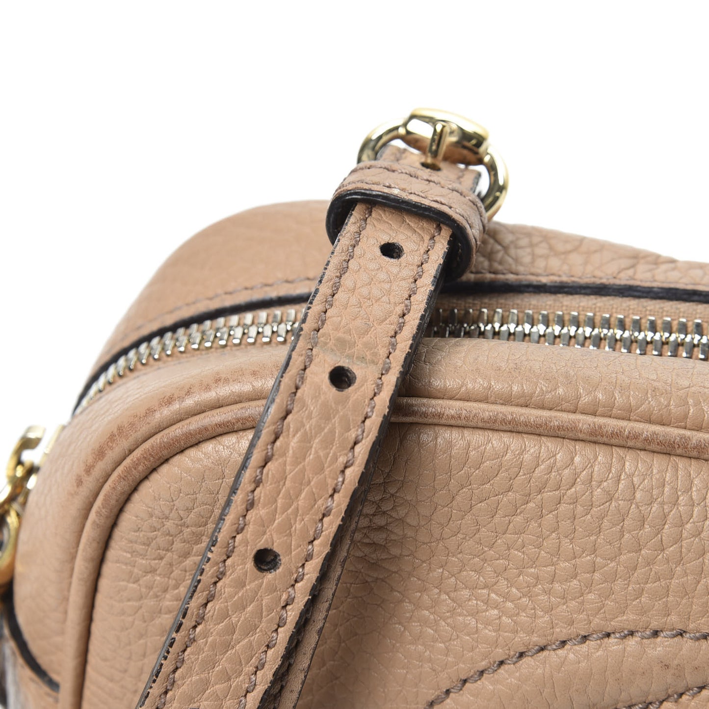 Pebbled Calfskin Small Soho Disco Bag Rose Beige