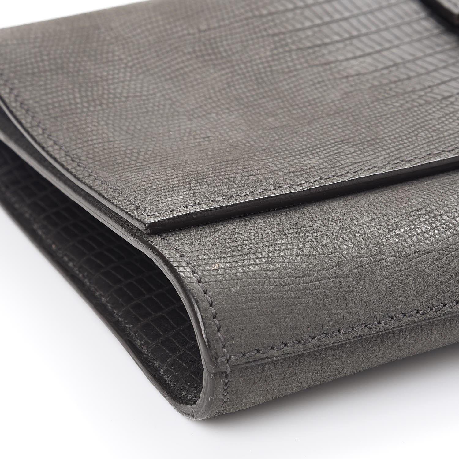Saint Laurent Lizard Calfskin Embossed Classic Y Clutch Black 13 of 14