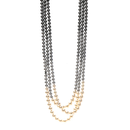 Chanel Graduated Pearl CC Multi 3 Strand Necklace Ruthenium Grey Black 1 of 7