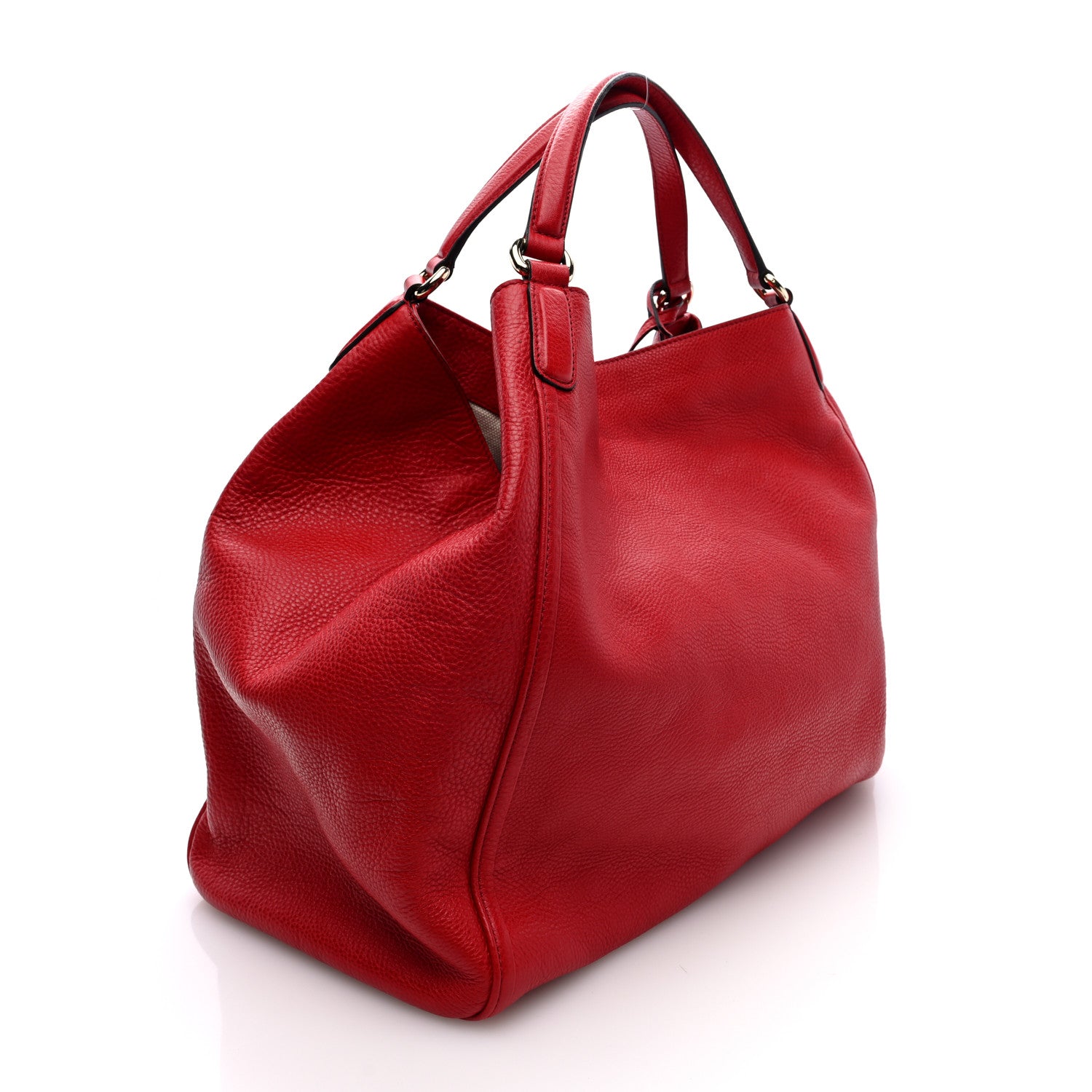 Gucci Pebbled Calfskin Large Soho Shoulder Bag Red 3 of 10