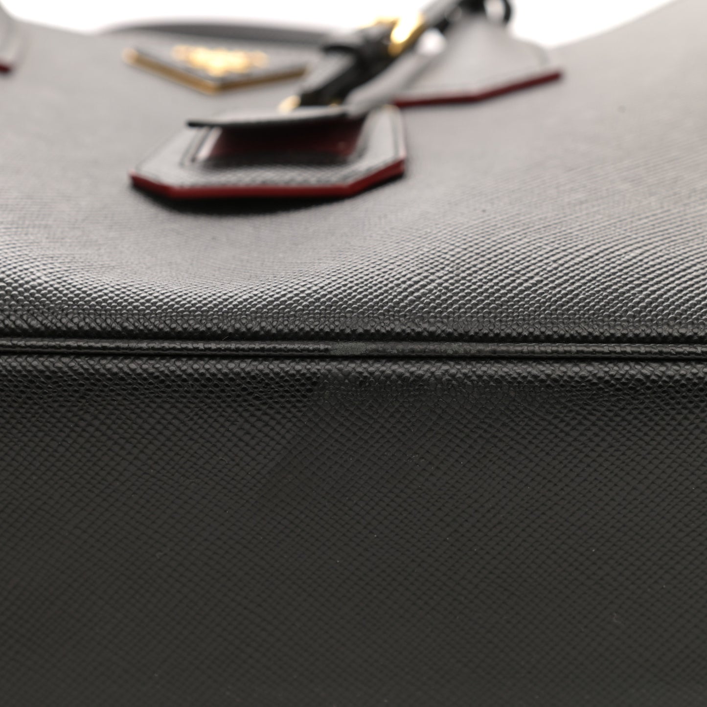 Saffiano Cuir Small Double Bag Black Fuoco