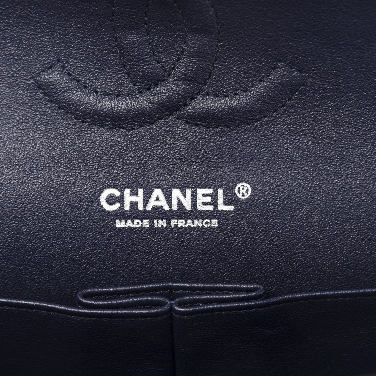 Caviar Quilted Medium Double Flap Dark Blue