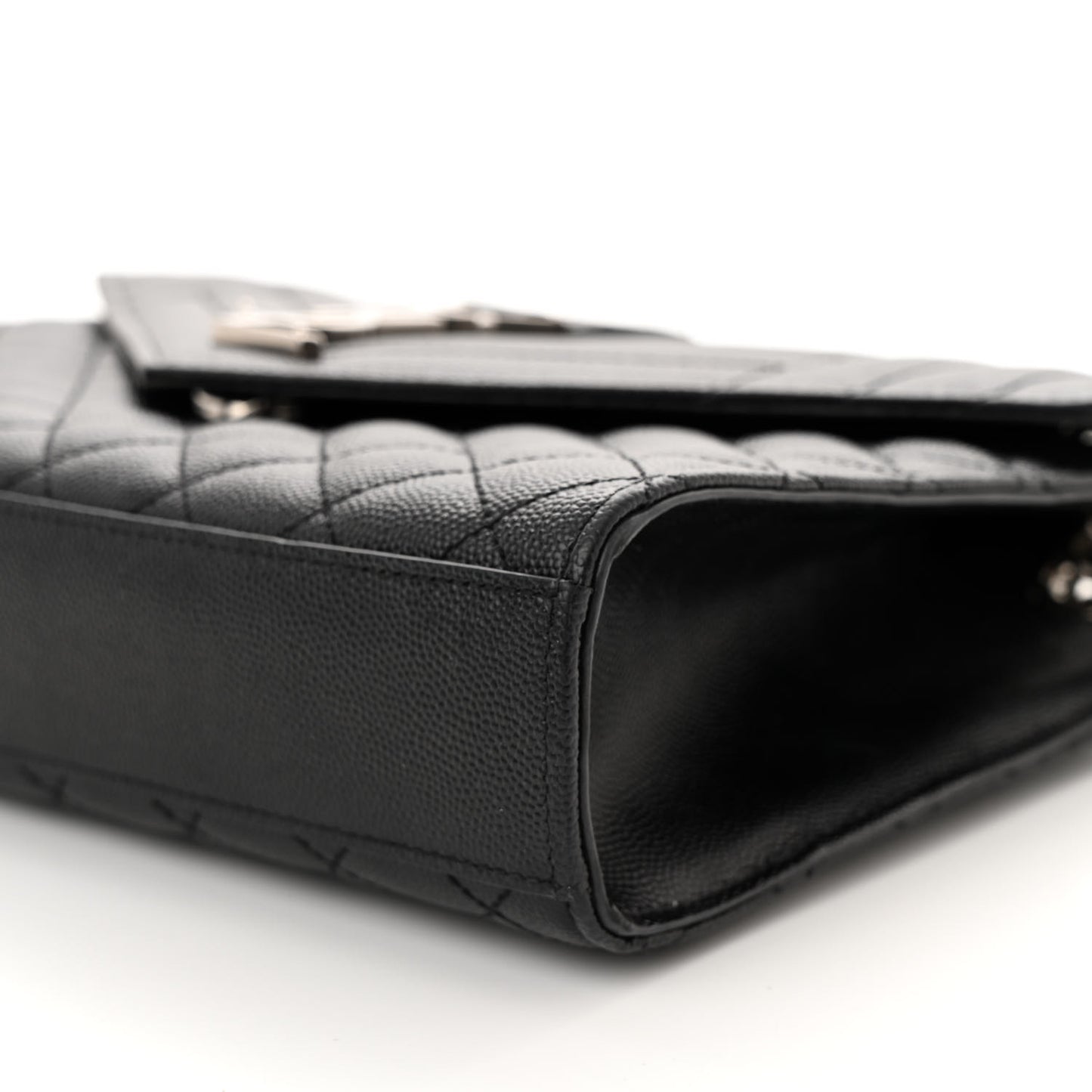 Grain De Poudre Textured Mixed Matelasse Triquilt Medium Monogram Satchel Black