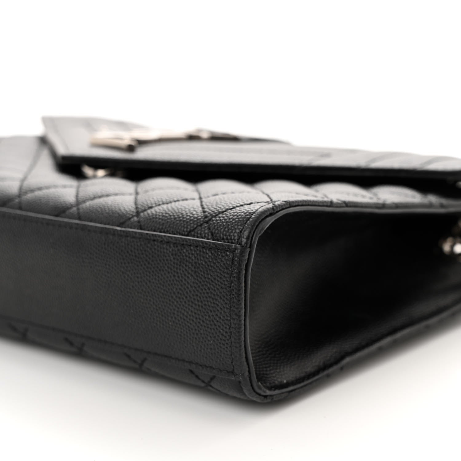Saint Laurent Grain De Poudre Textured Mixed Matelasse Triquilt Medium Monogram Satchel Black 11 of 12