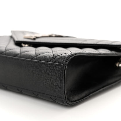 Saint Laurent Grain De Poudre Textured Mixed Matelasse Triquilt Medium Monogram Satchel Black 11 of 12