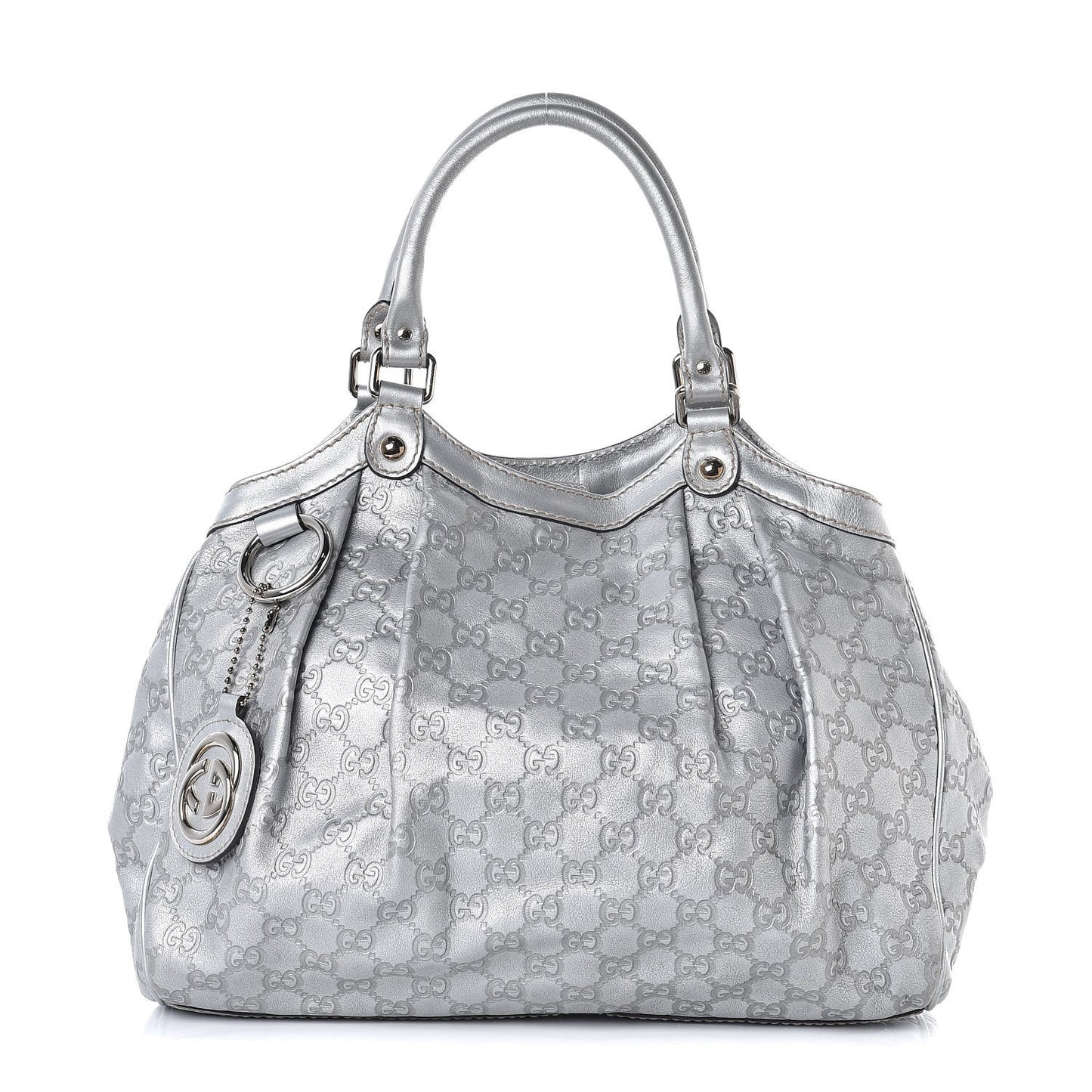Guccissima Medium Sukey Tote Silver