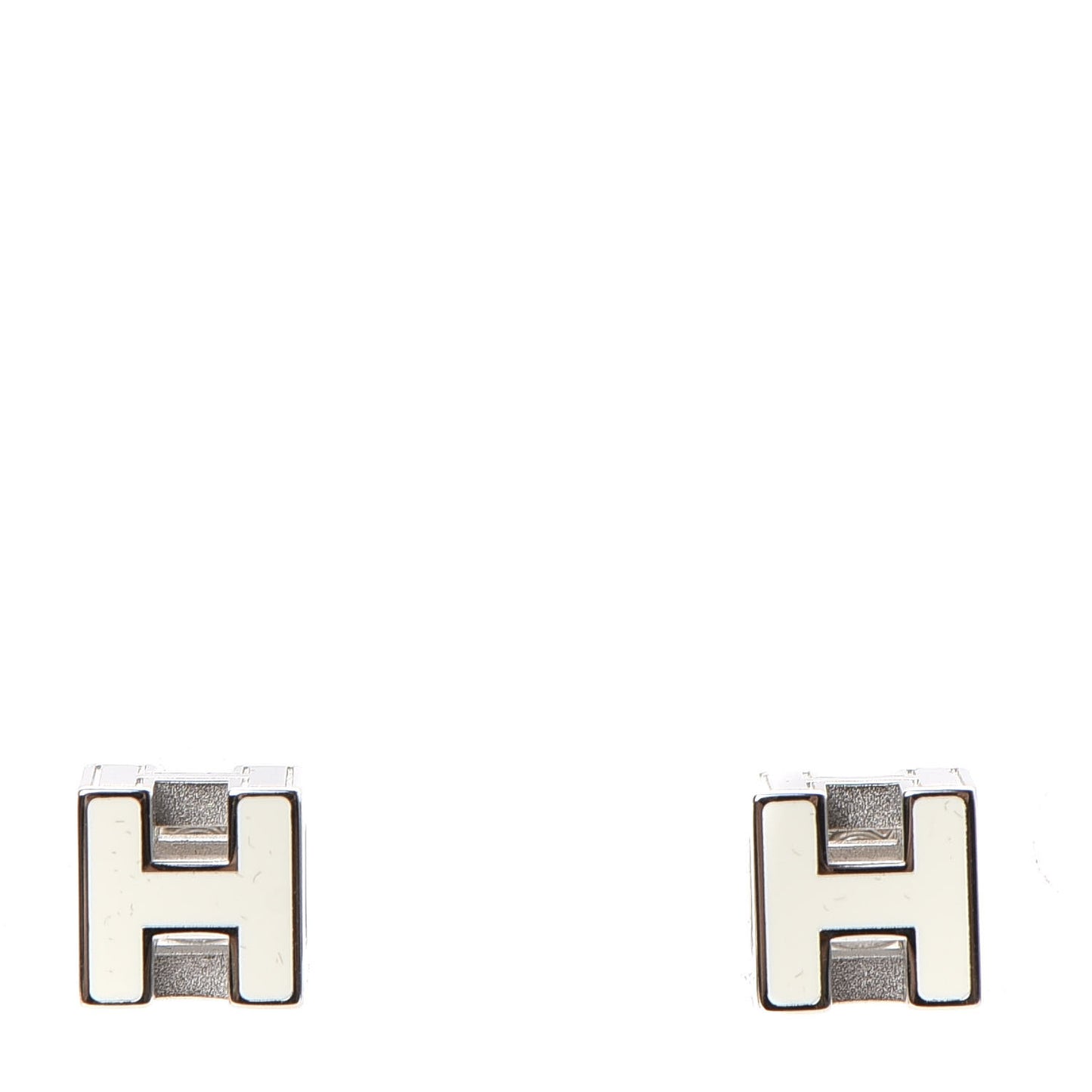 Palladium Lacquered Cage d'H Earrings White