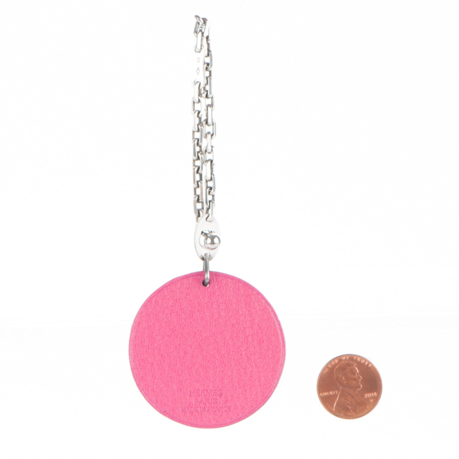 Hermes Chevre Mysore Pig Key Chain Pink Rose Shocking 2 of 4