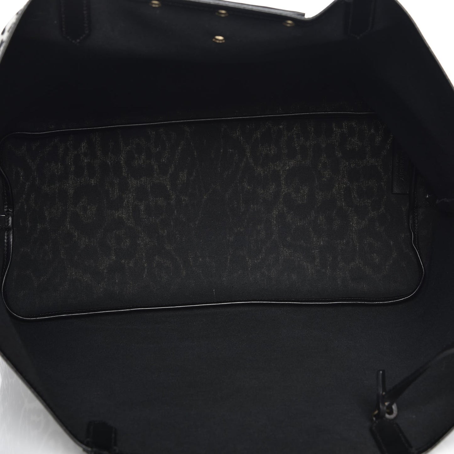 Canvas Jaguar Print Large Antigona Tote Black White