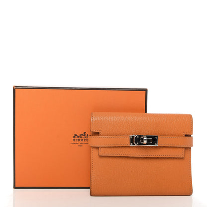 Hermes Chevre Mysore Kelly Compact Wallet Orange 7 of 7