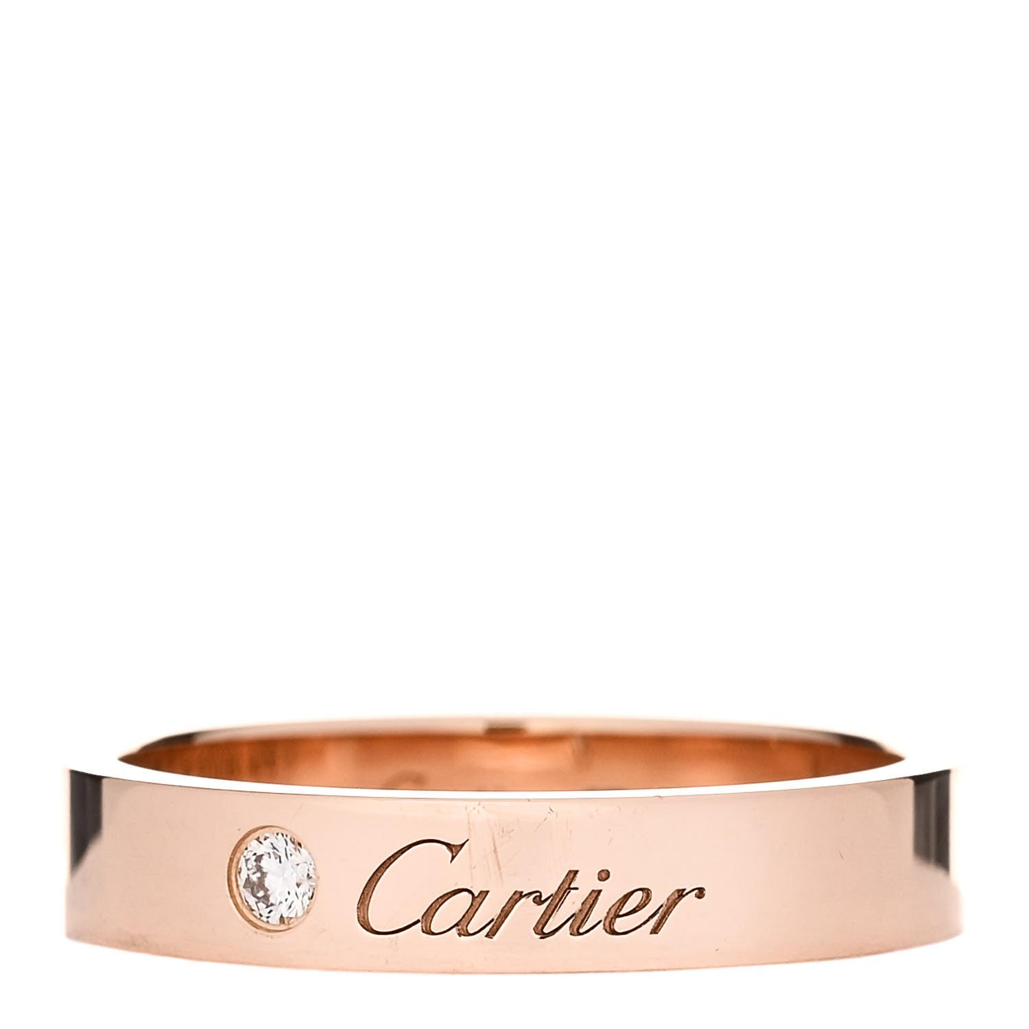 Cartier 18K Pink Gold Diamond 4mm C De Cartier Wedding Band Ring 57 8 1 of 4