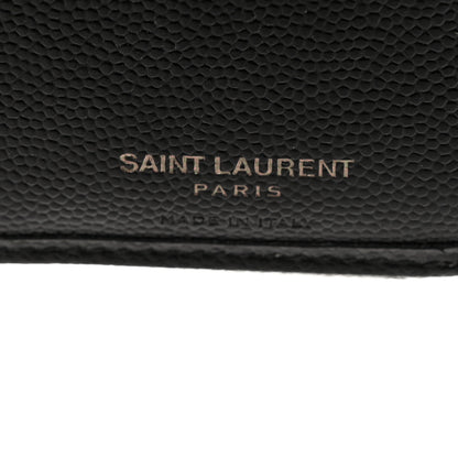 Saint Laurent Grain De Poudre Matelasse Chevron Monogram Monochrome Compact Zip Around Wallet Black 6 of 8