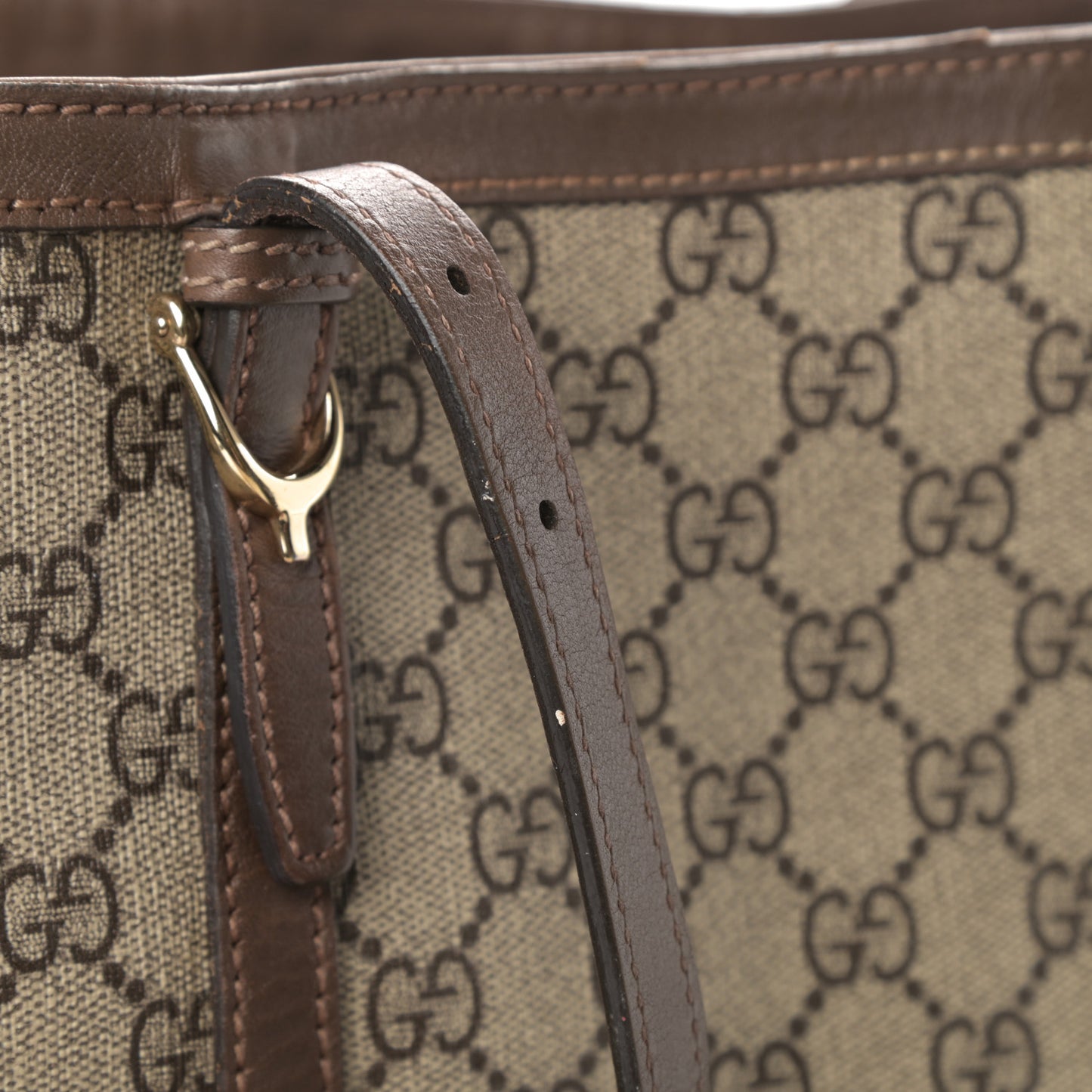 GG Supreme Monogram Medium Nice Tote Brown