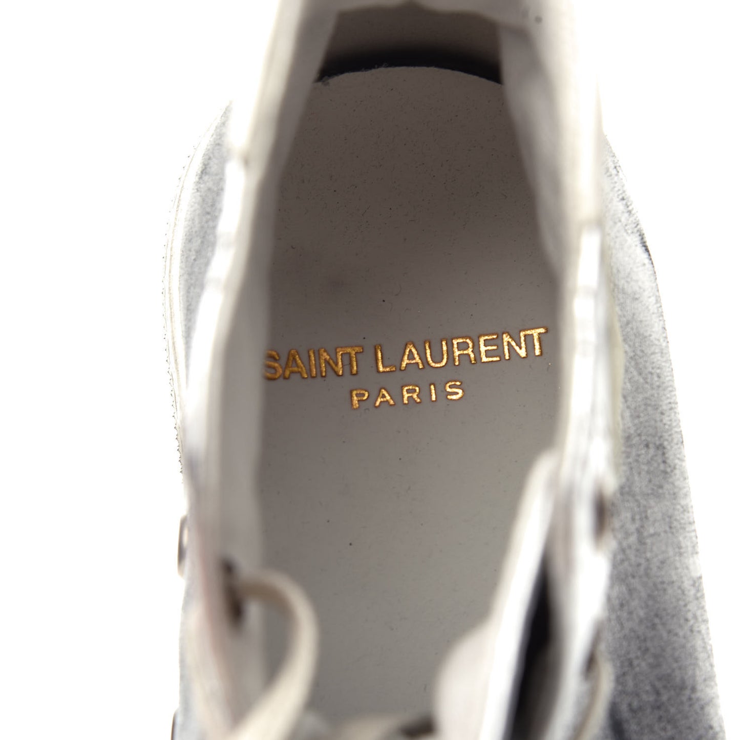 Distressed Calfskin Bedford Logo-Appliqued Hightop Sneakers 36 Argento Cream White
