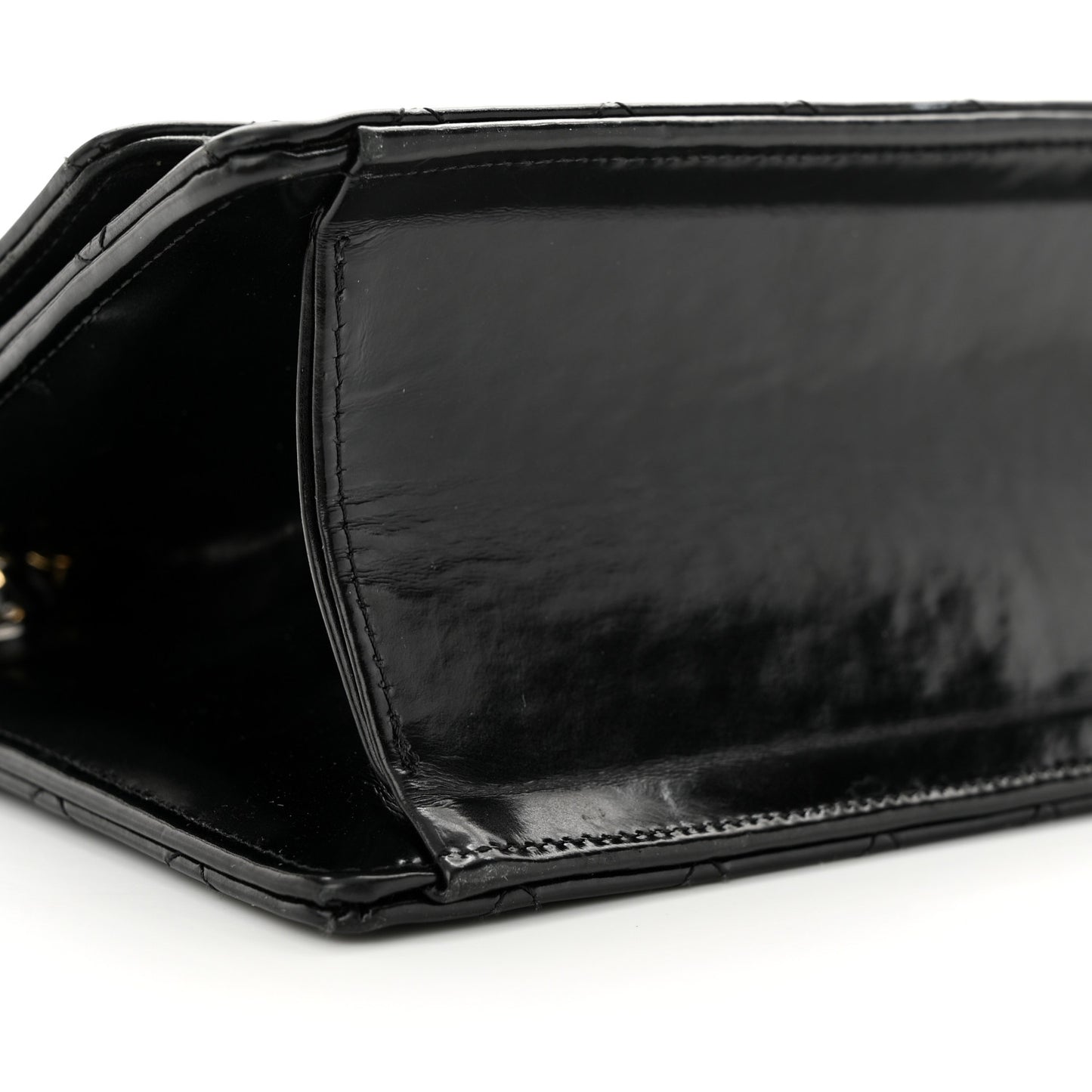 Patent Quilted Medium Single Flap Black