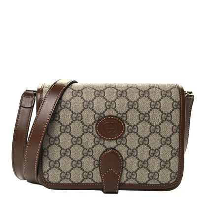 Gucci GG Supreme Monogram Azalea Calfskin Mini Retro Interlocking G Flap Shoulder Bag Beige Ebony Brown Sugar 1 of 10