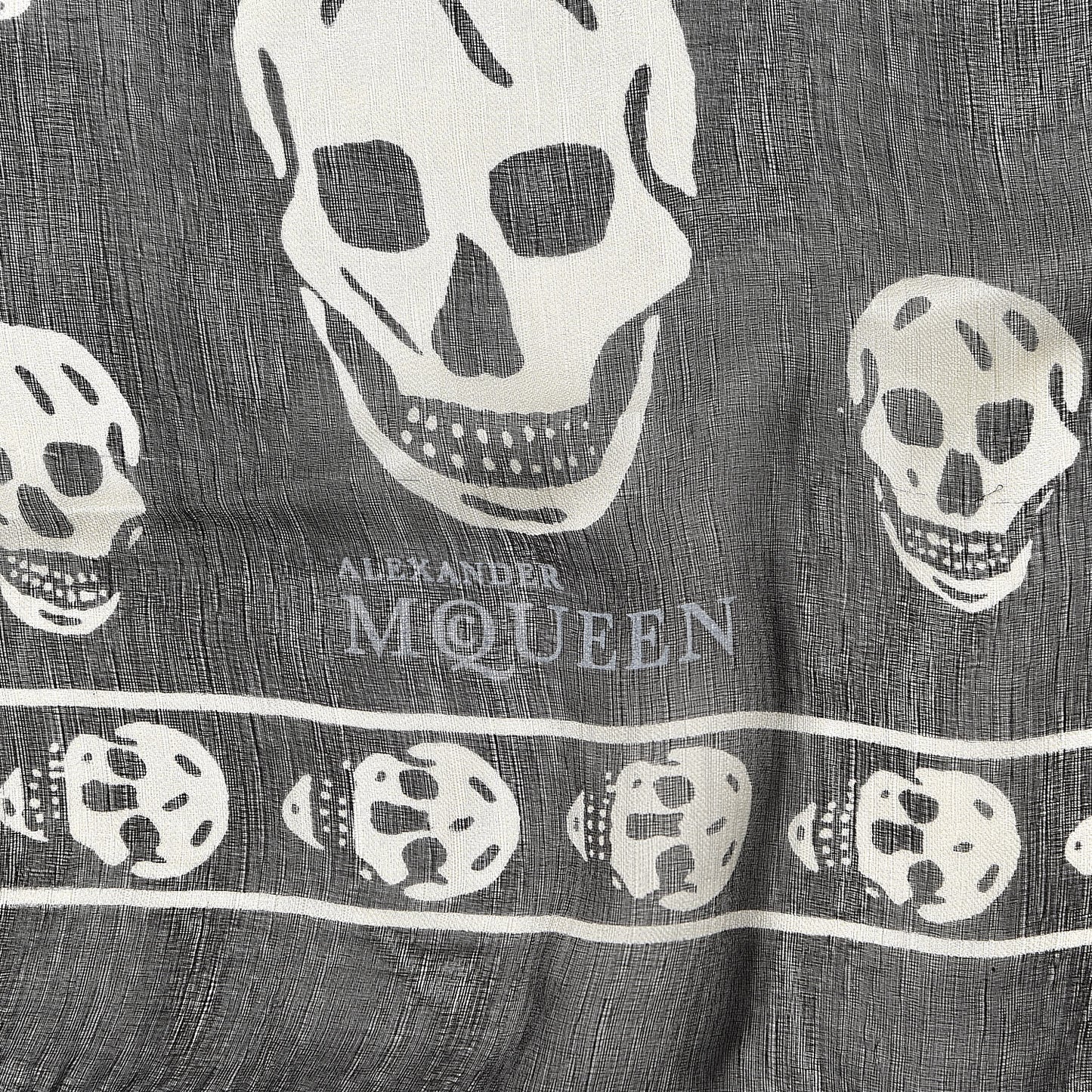 Silk Chiffon Skull Scarf Black Ivory