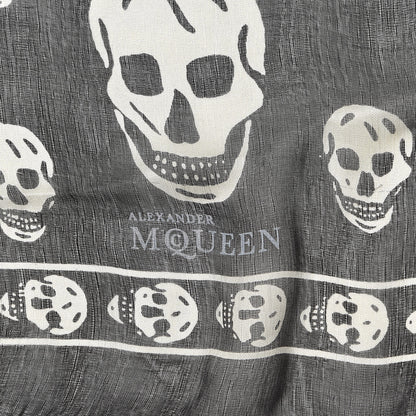 Alexander McQueen Silk Chiffon Skull Scarf Black Ivory 4 of 4