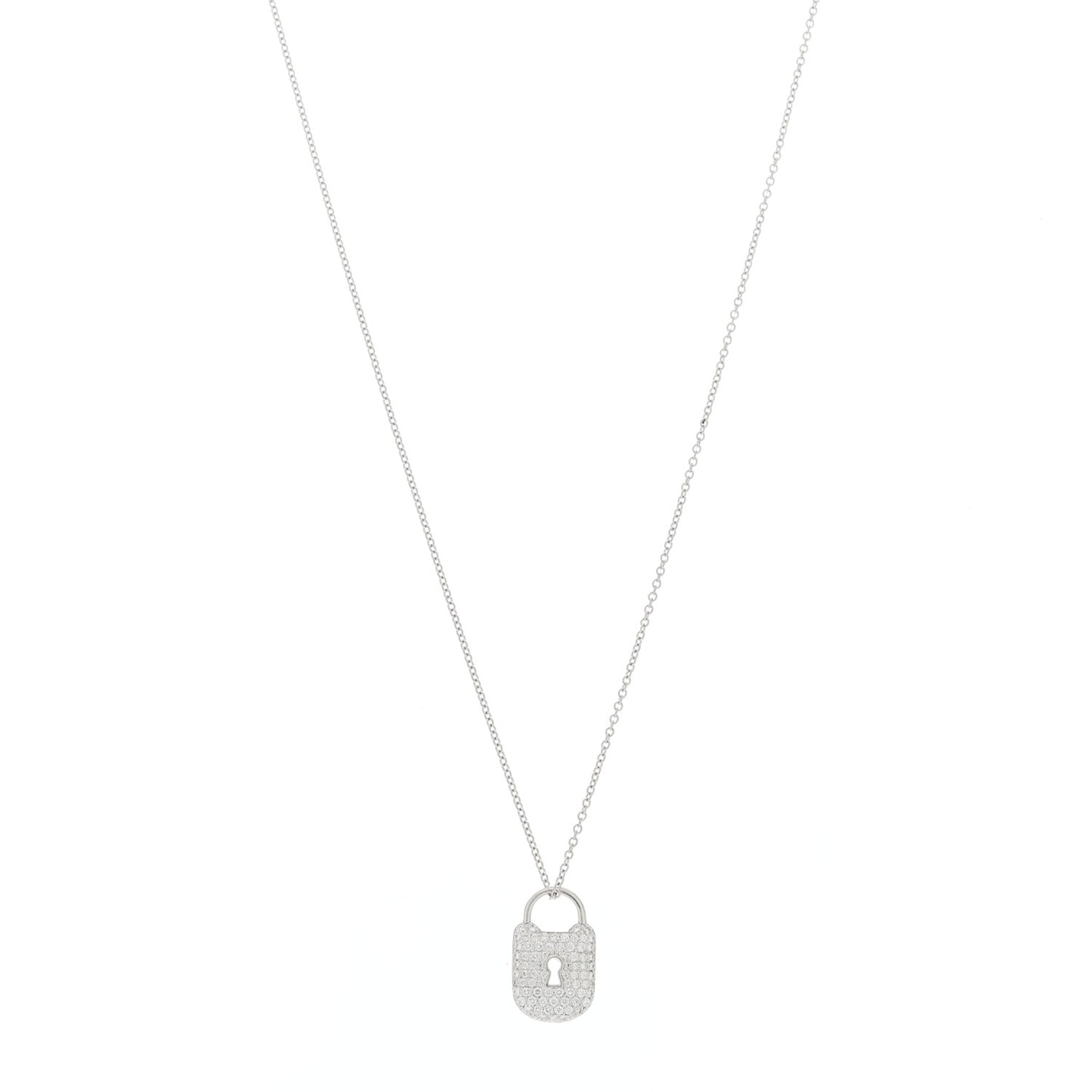 Platinum Diamond Small Lock Pendant Necklace