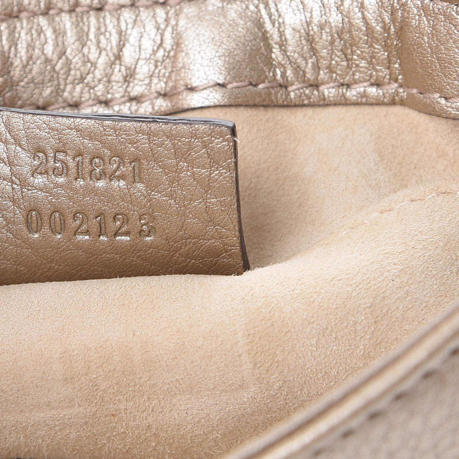 Gucci Pebbled Calfskin Small 1973 Chain Shoulder Bag Champagne 8 of 9
