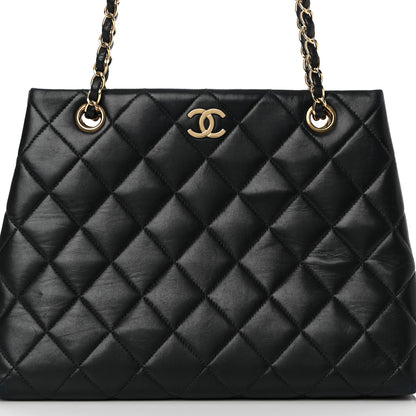 Chanel Lambskin Quilted Shopping Tote Black 7 of 16