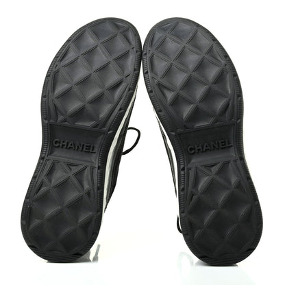 Chanel Velvet Calfskin Mixed Fibers CC Sneakers 38 Black 5 of 9