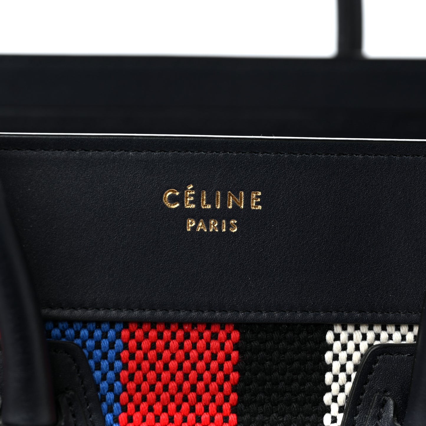 Smooth Calfskin Striped Canvas Micro Luggage Navy Blue